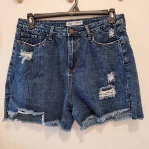 Ymi High Rise Denim Shortie Shorts  Women's Juniors 15 Dark Wash Cutoff